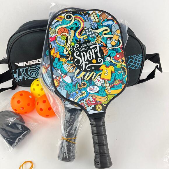 Vinsguir Beginners Pickleball Set Case 2 Paddles 4 Balls - Picture 2 of 3